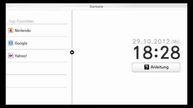 Die Startseite von Nintendos Internet Browser 